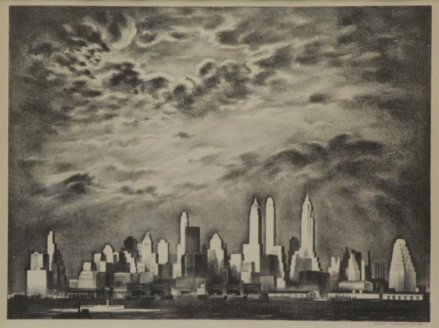 Appraisal: LOZOWICK Louis Lithograph Storm Over Manhattan Pencil signed and dated