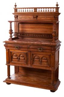 Appraisal: German Austrian Carved Server Sideboard th Century two-part ornately carved