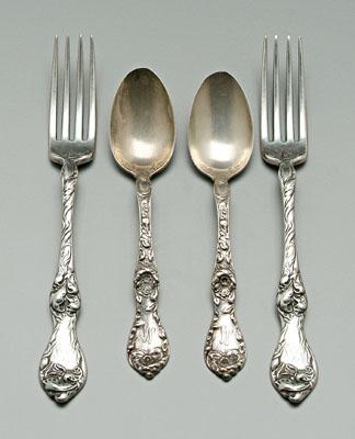 Appraisal: Les Cinq Fleurs sterling flatware Reed amp Barton pieces monograms