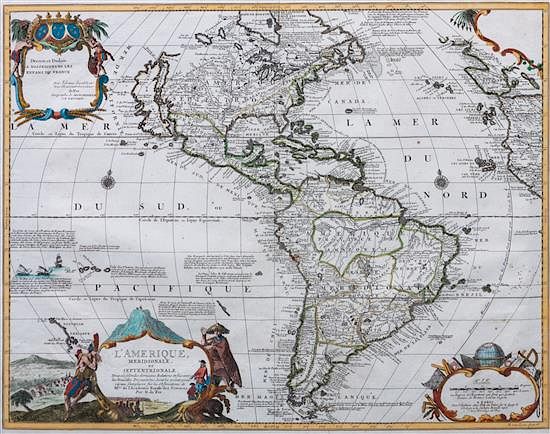 Appraisal: Map x inches Map l'amerique meridionale el septentrionale Nicolas de