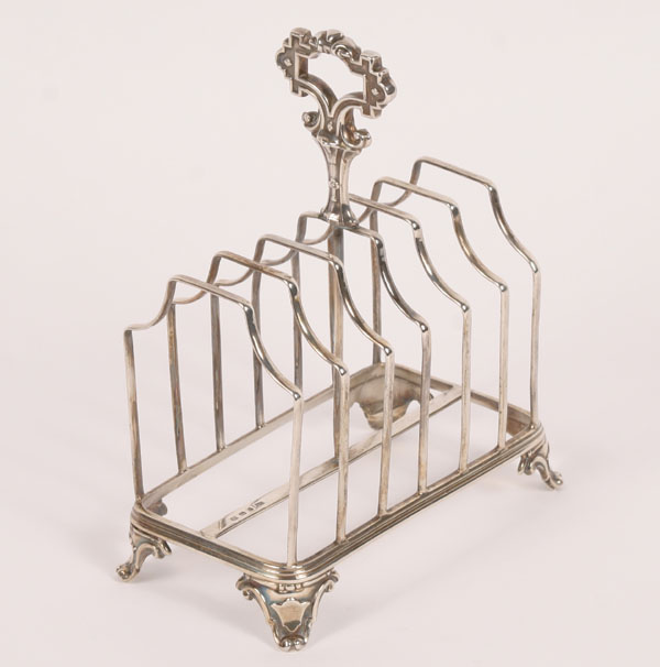 Appraisal: English footed sterling silver toast rack with marks for Henry