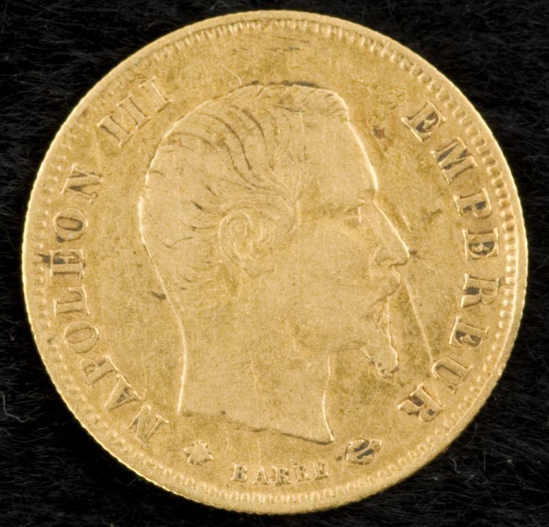 Appraisal: France Napoleon III Gold Francs some stains to obverse moderate