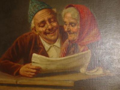 Appraisal: CONTINENTAL SCHOOL Portrait of an Elderly Couple seated and reading