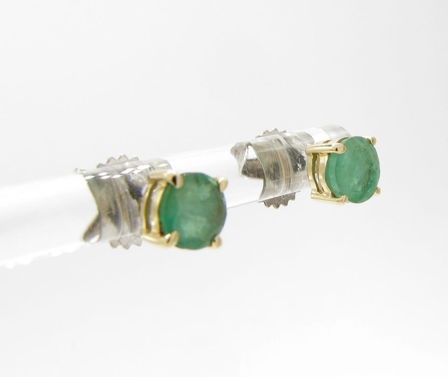 Appraisal: A pair of emerald stud earrings in an unmarked mounting