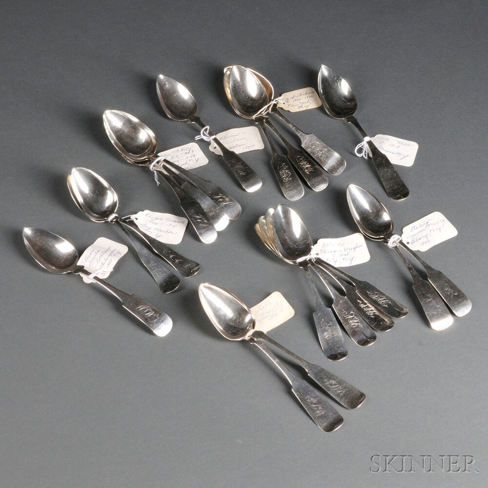 Appraisal: Nineteen Mostly Coin Silver Serving Spoons by New York City