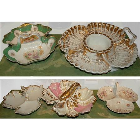 Appraisal: Group of Five English and Continental Porcelain Divided Dishes Estimate