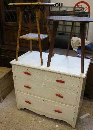 Appraisal: Edwardian Ash Painted White Chest of Draws together with a