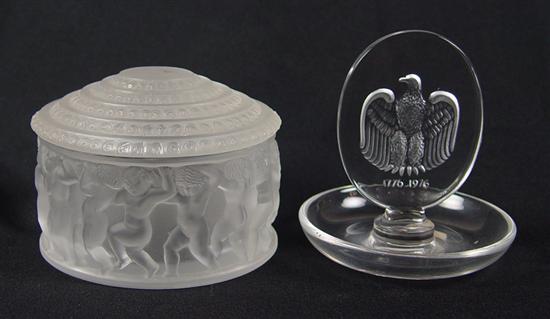 Appraisal: Lalique Powder Box Ashtray diameter Lalique powder box in the