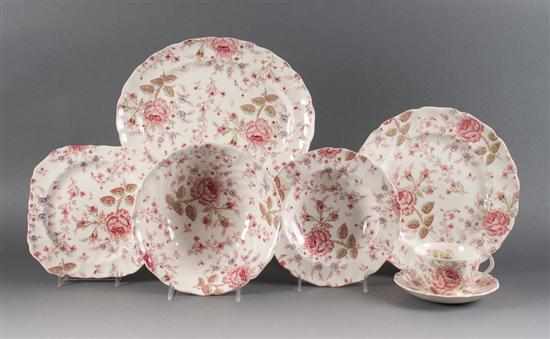 Appraisal: Johnson Bros china -piece partial dinner service in the ''Rose