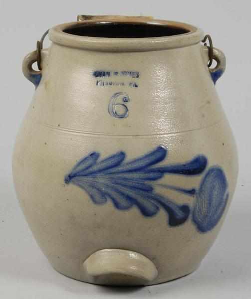 Appraisal: Stoneware Handled Jug Description Marked Evan R Jones Pittston PA