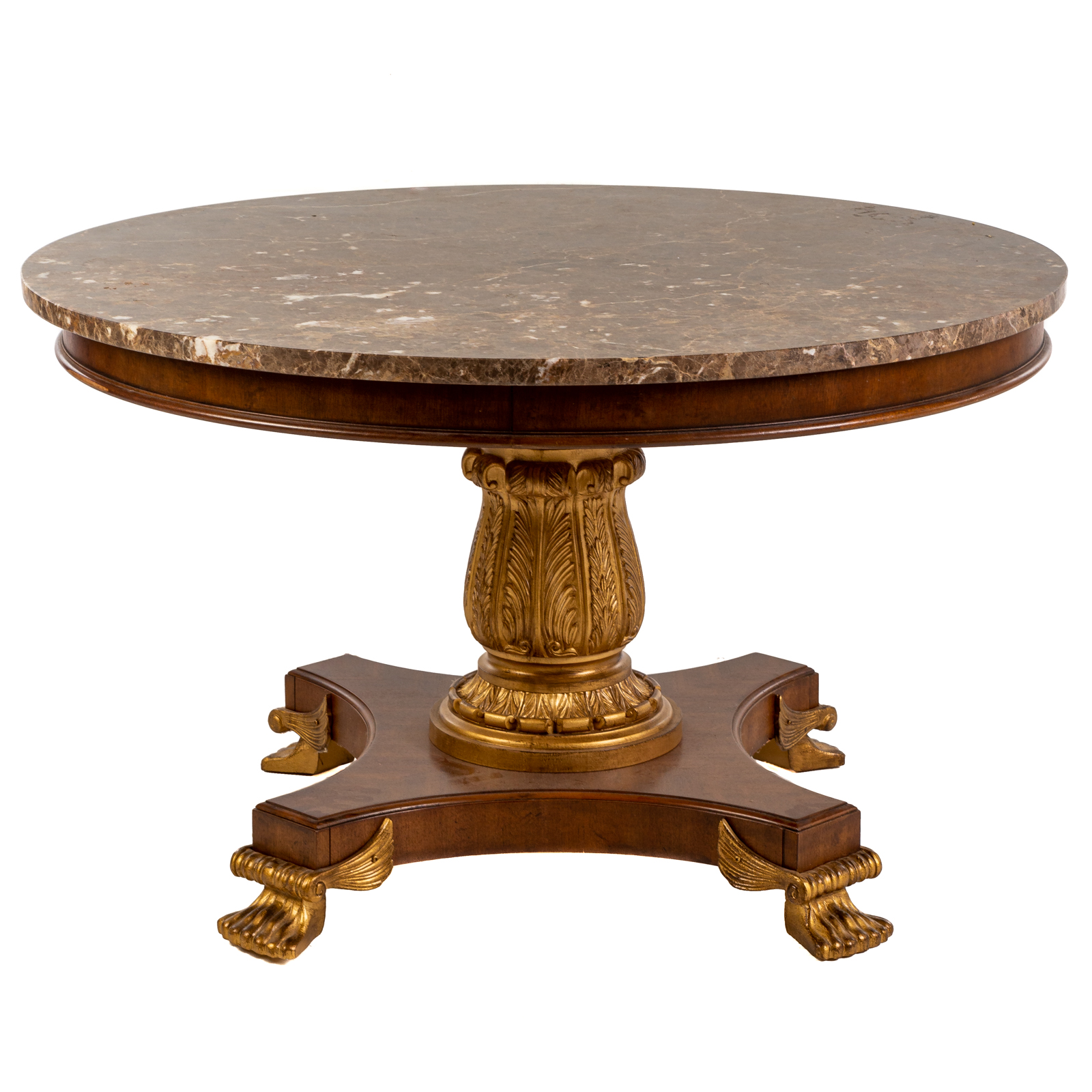 Appraisal: DREXEL HERITAGE ROUND MARBLE TOP TABLE th century Regency style