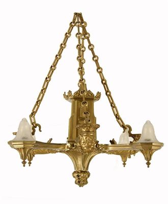 Appraisal: A th century French ormolu ceiling light with four scrolling