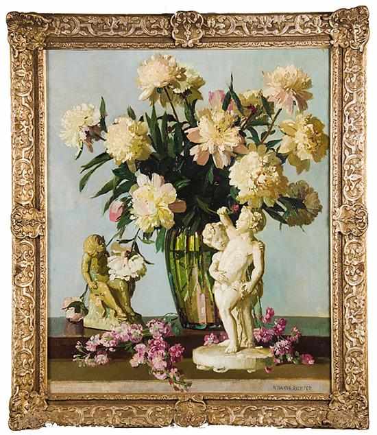 Appraisal: Herbert Davis Richter Germany England - STILL LIFE WITH BOUQUET