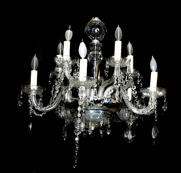 Appraisal: A Continental cut glass ten light chandelier height in diameter