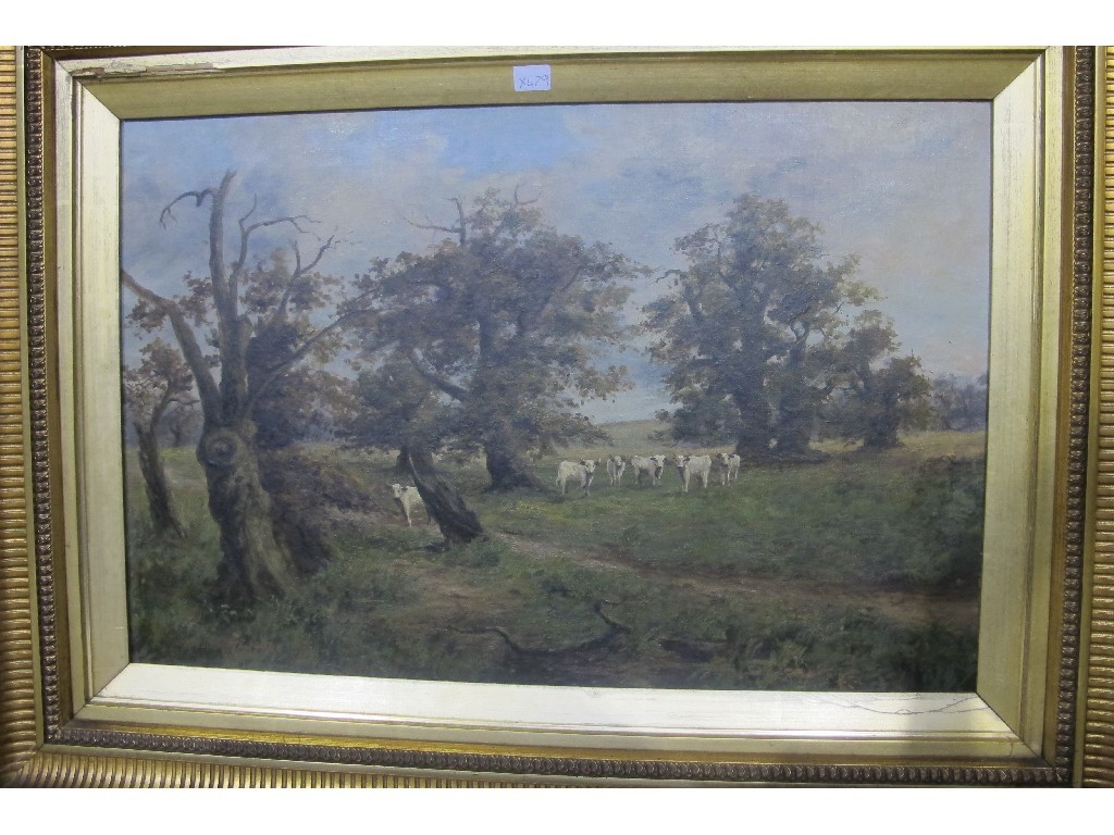 Appraisal: WILLIAM WRIGHT Oil on canvas landscape with cattle signed and