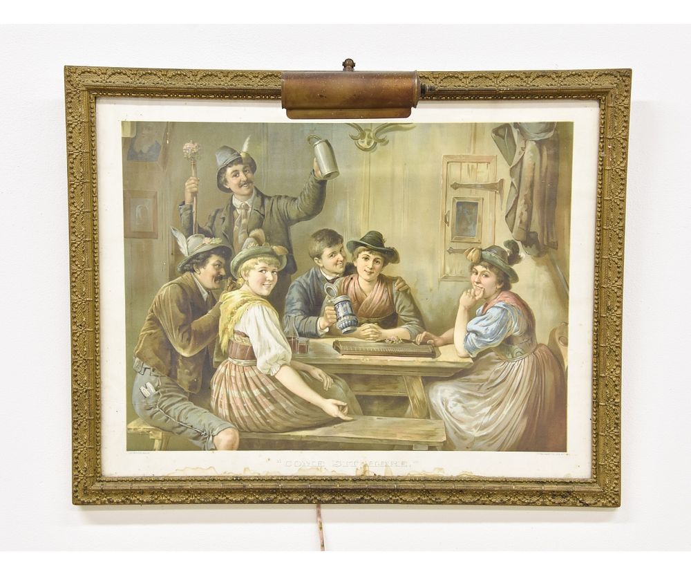 Appraisal: German Beer Drinking Lithograph Framed German beer drinking lithograph titled