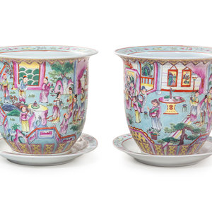 Appraisal: A Pair of Chinese Export Famille Rose Porcelain Jardini res