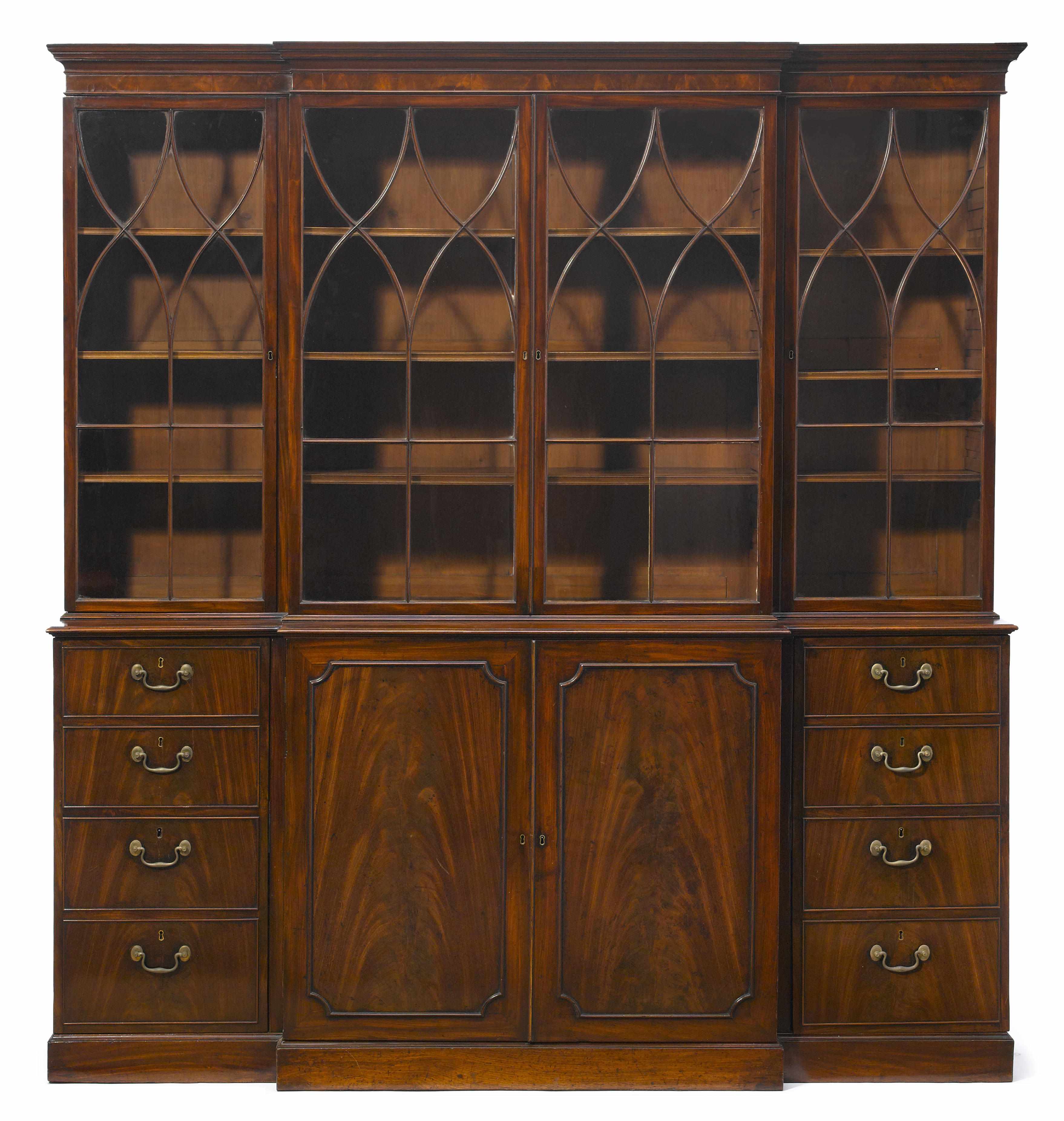 Appraisal: A George III mahogany breakfront bookcase fourth quarter th century