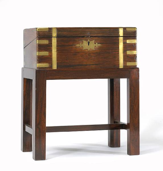 Appraisal: A Victorian brass mounted rosewood lap desk on later stand