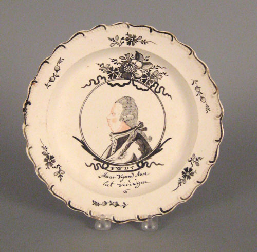 Appraisal: English creamware plate late th c decorated for the Dutch