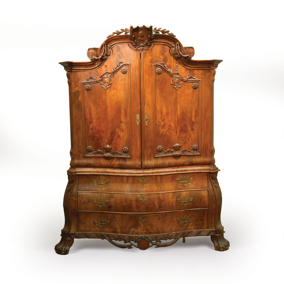 Appraisal: Large Dutch Mahogany Linen Press with carved decoration late th