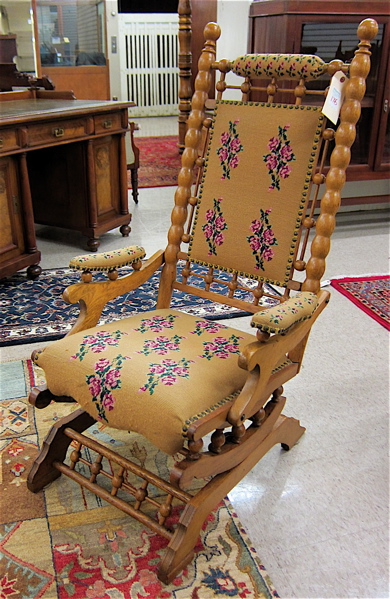 Appraisal: LATE VICTORIAN OAK PLATFORM ROCKING CHAIR American c of oak