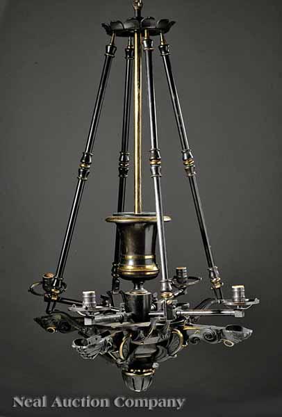 Appraisal: A Regency Patinated Bronze Chandelier early th c burnished gilt