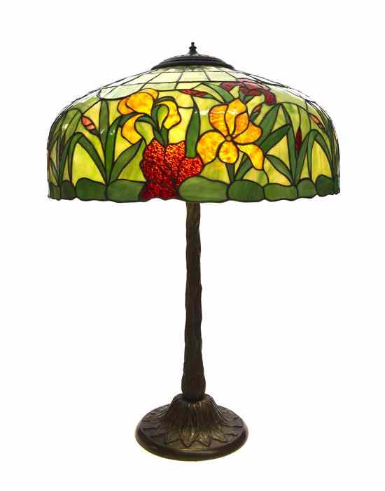 Appraisal: An American Leaded Glass Lamp the domed shade with iris