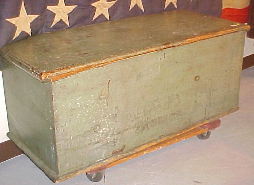 Appraisal: th C green painted blanket chest on bracket base ''