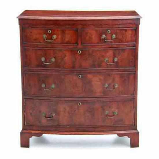 Appraisal: English Victorian yew bowfront chest of drawers mid th century