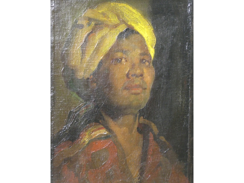 Appraisal: ENGLISH SCHOOL CIRCA A Man wearing Head-dress oil on canvas