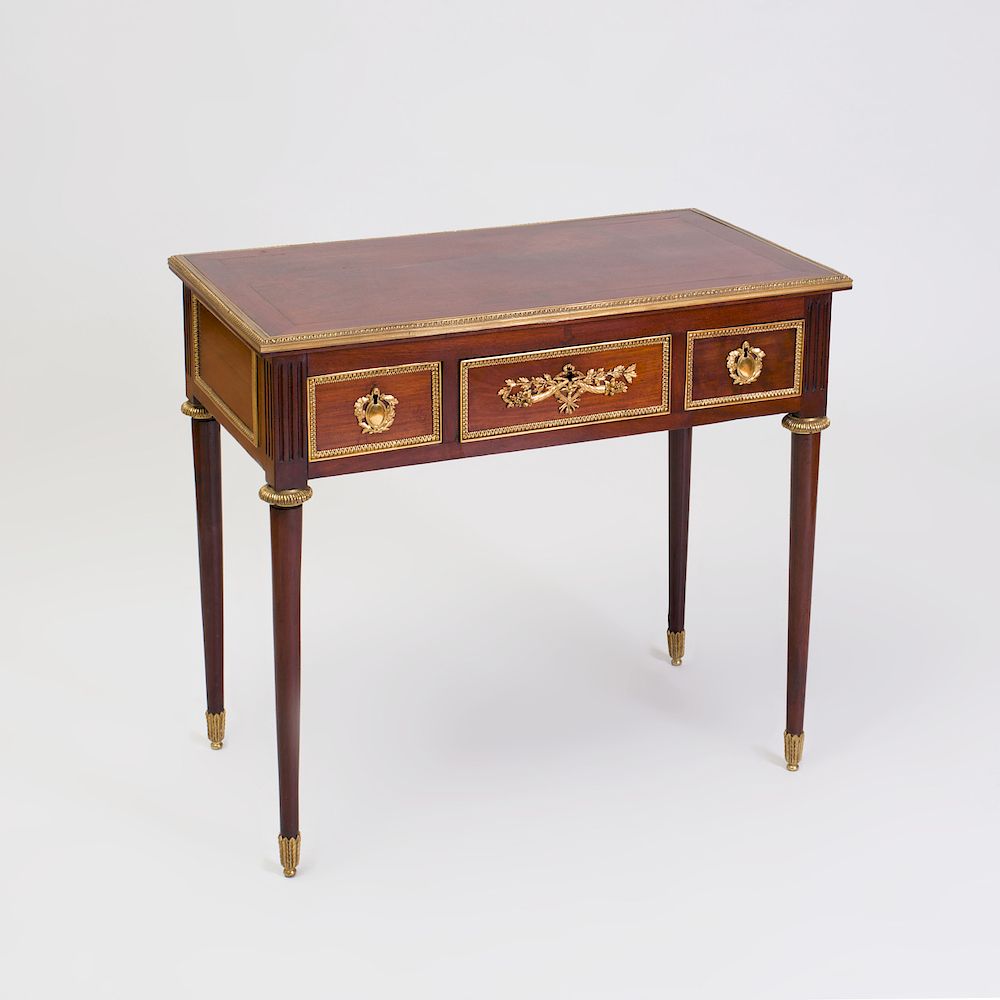 Appraisal: Fine Louis XVI Ormolu-Mounted Mahogany Writing Table Fitted with three