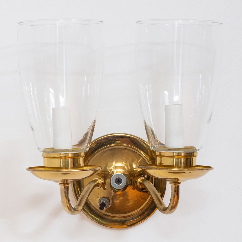 Appraisal: Modern Brass Two-Light Sconce x x in Condition Minor wear