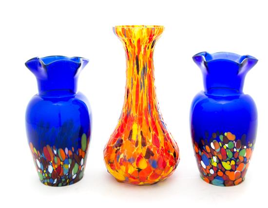 Appraisal: Sale Lot A Pair of Czechoslovakian Cobalt Glass Vases with