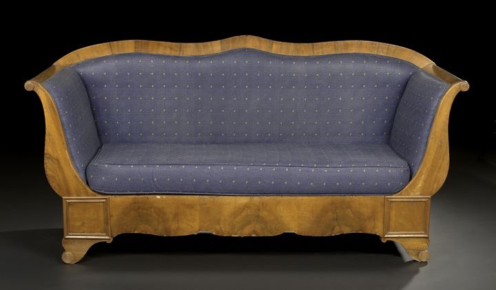 Appraisal: Biedermeier Walnut Settee first quarter th century the shaped and