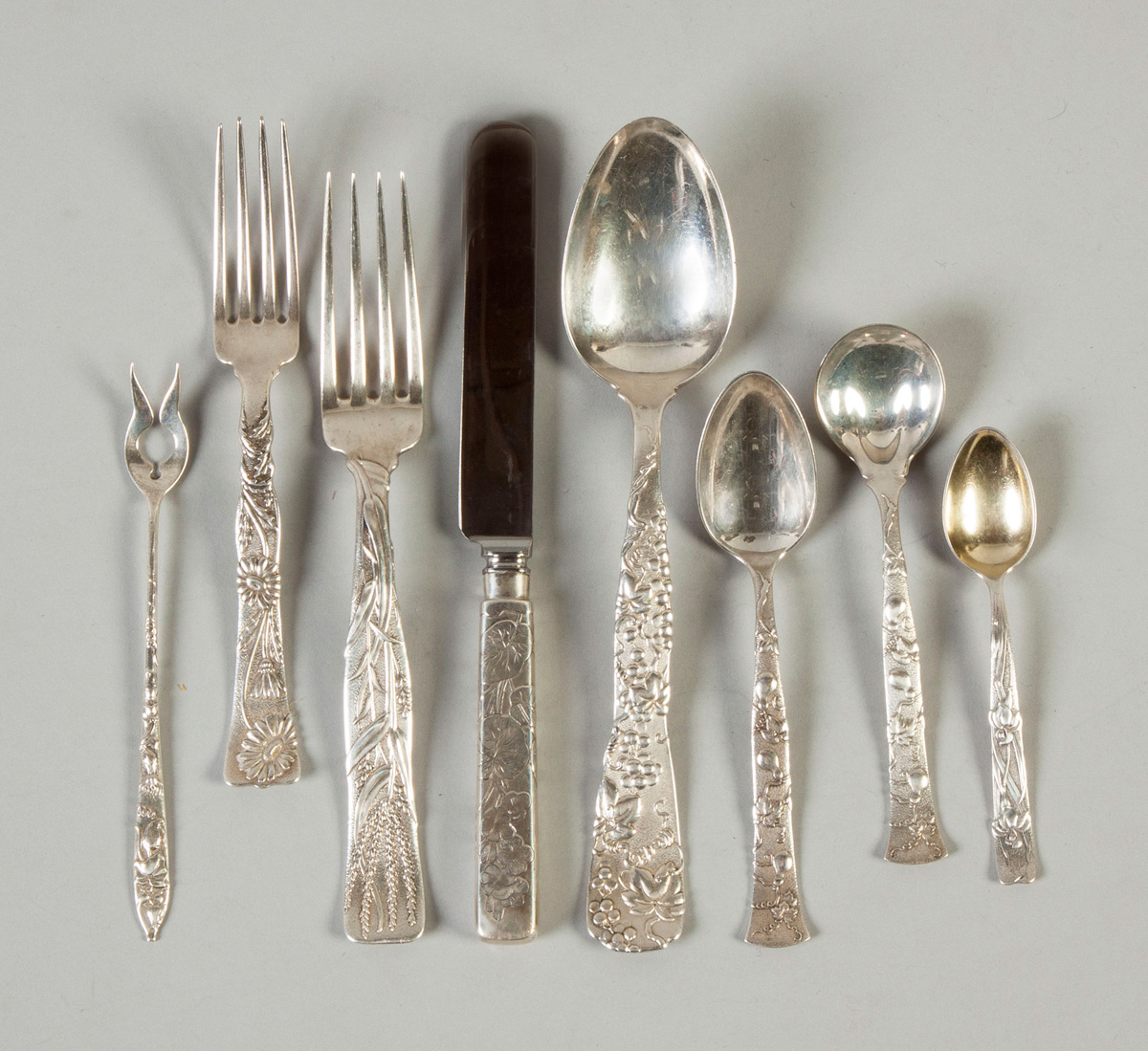 Appraisal: Tiffany Sterling Silver Flatware - Vine Pattern pieces Dinner forks