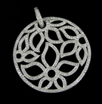 Appraisal: A Large Flower Design Diamond Pendant in k Gold k