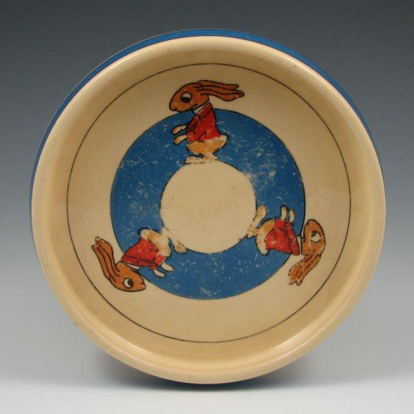 Appraisal: Roseville Juvenile baby's dish with rabbit motif Marked with black