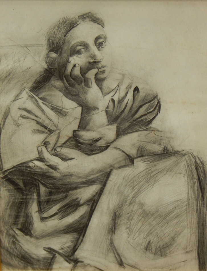 Appraisal: th Century School Figure study pencil cm x cm and