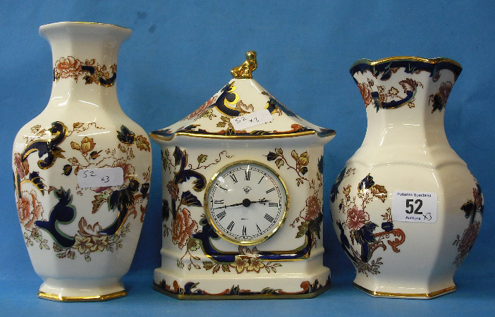 Appraisal: Masons Manderlay Vases and Mantle Clock