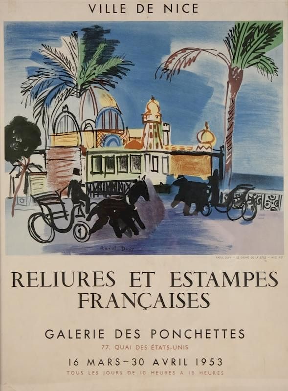 Appraisal: Raoul Dufy Poster Framed poster titled Ville de Nice depicting