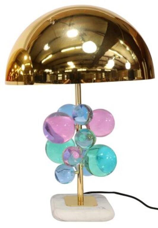 Appraisal: Contemporary brass and acrylic Globo table lamp Jonathan Adler having