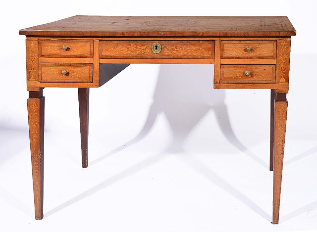 Appraisal: Italian walnut and inlaid desk th Century the rectangular top