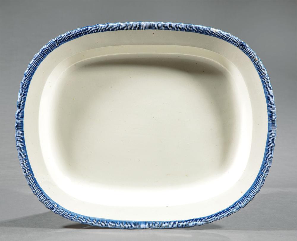 Appraisal: Leeds Blue Feather Edge Creamware Platter early-to-mid th c marked