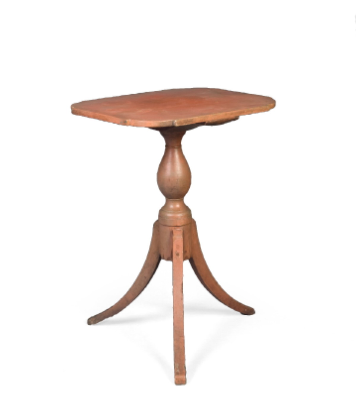 Appraisal: FEDERAL NEW ENGLAND CANDLESTAND IN EARLY SALMON PAINT The rectangular