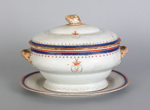 Appraisal: Chinese export porcelain armorial tureen cover and undertray late th