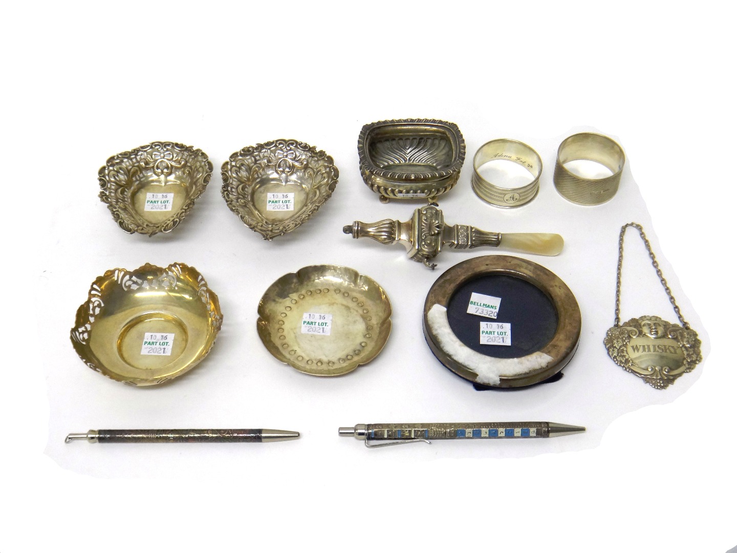 Appraisal: Silver and silver mounted wares comprising a pair of heart