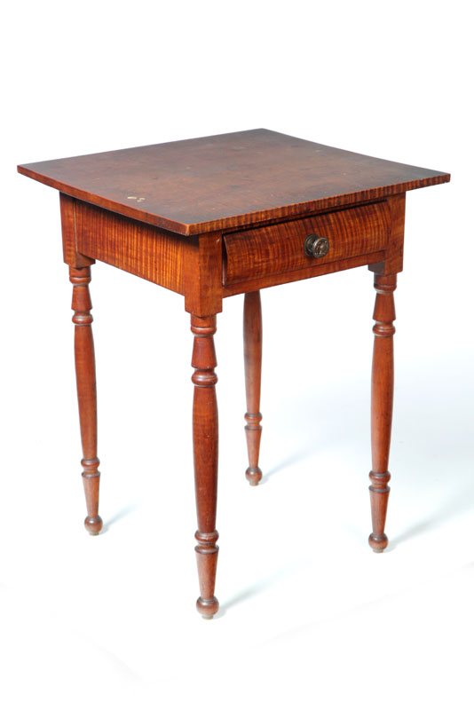 Appraisal: SHERATON ONE-DRAWER STAND Midwestern nd quarter- th century curly maple