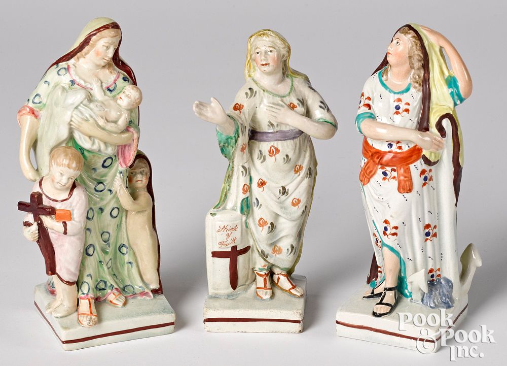 Appraisal: Three English pearlware figures Three English pearlware figures of the