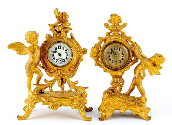 Appraisal: Two American novelty clocks circa gold wash over cast-brass case